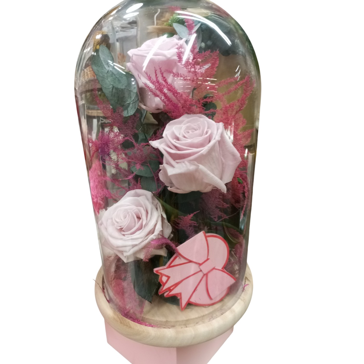 cupula cristal 3 rosas preservadas rosas